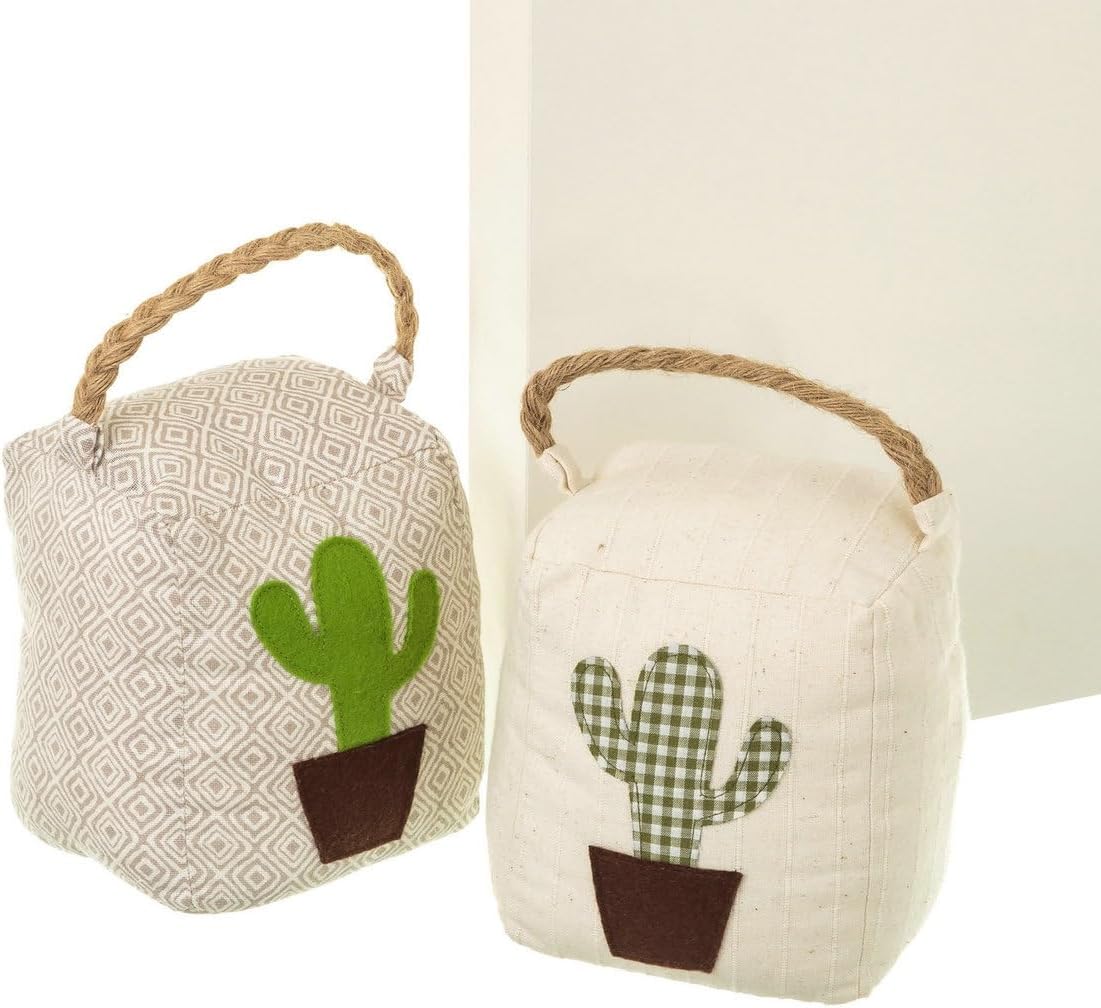 Set 2 sujeta puertas para suelo original cactus de tela/arena, topes de puerta decorativo