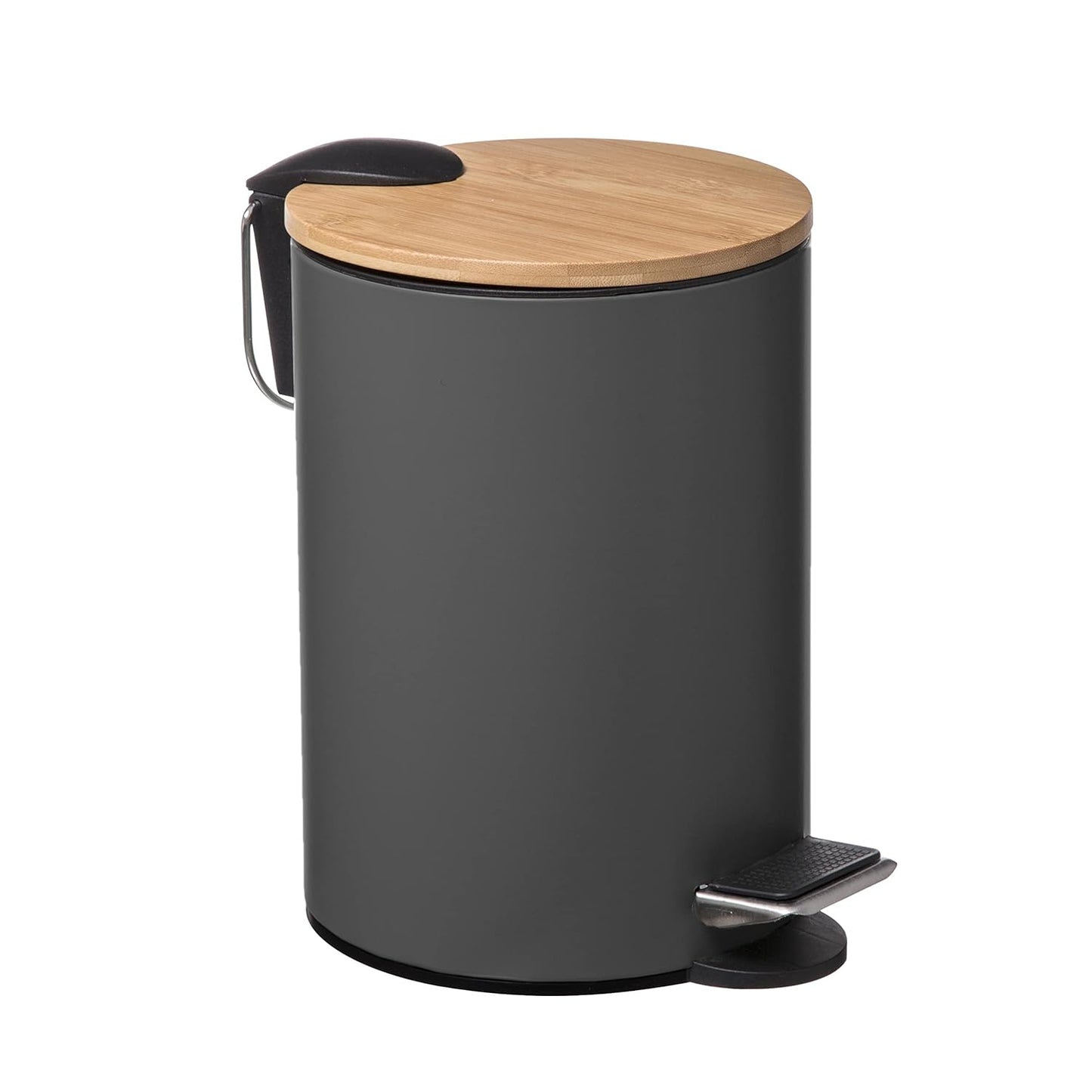 Papelera de baño con Tapa de Madera 3L - Cubo de Basura para baño con Tapa y Pedal Cierre silencioso