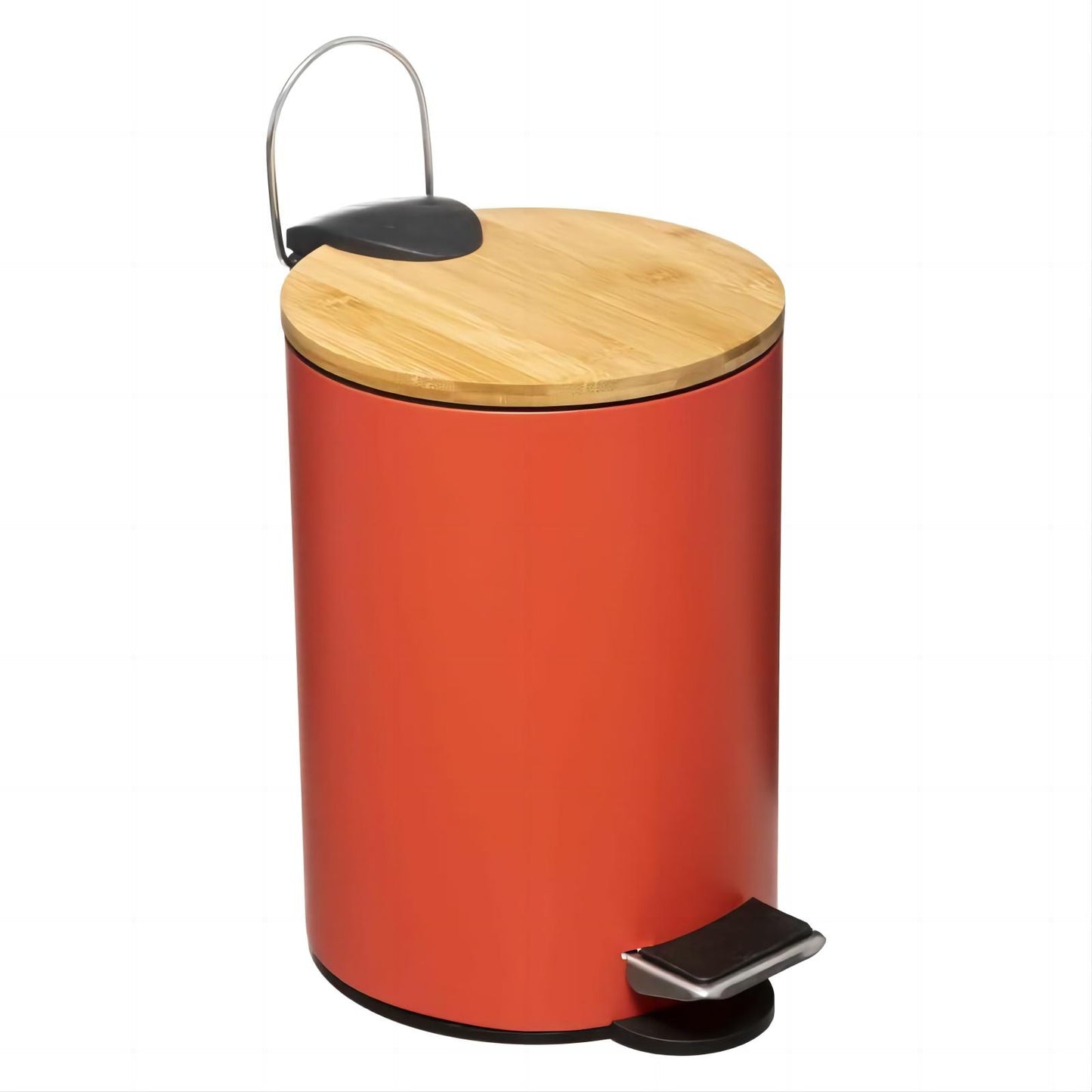 Papelera de baño con Tapa de Madera 3L - Cubo de Basura para baño con Tapa y Pedal Cierre silencioso