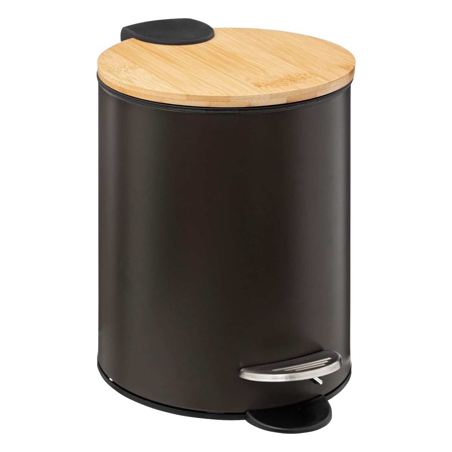 Papelera de baño con Tapa de Madera 3L - Cubo de Basura para baño con Tapa y Pedal Cierre silencioso