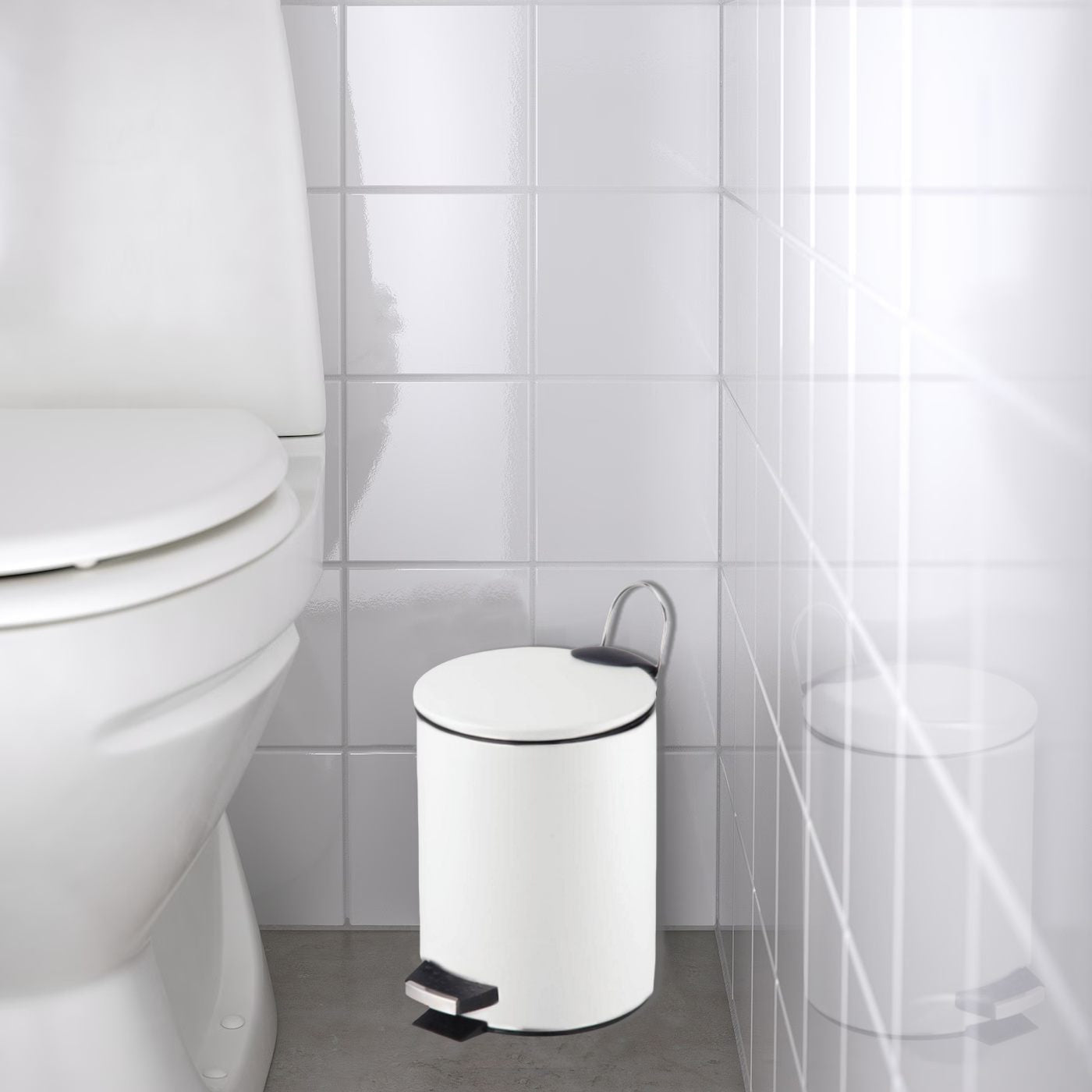 Papelera Baño Con Tapa de Metal 3L - Cubo de Basura Para Cocina, Habitación, Baño