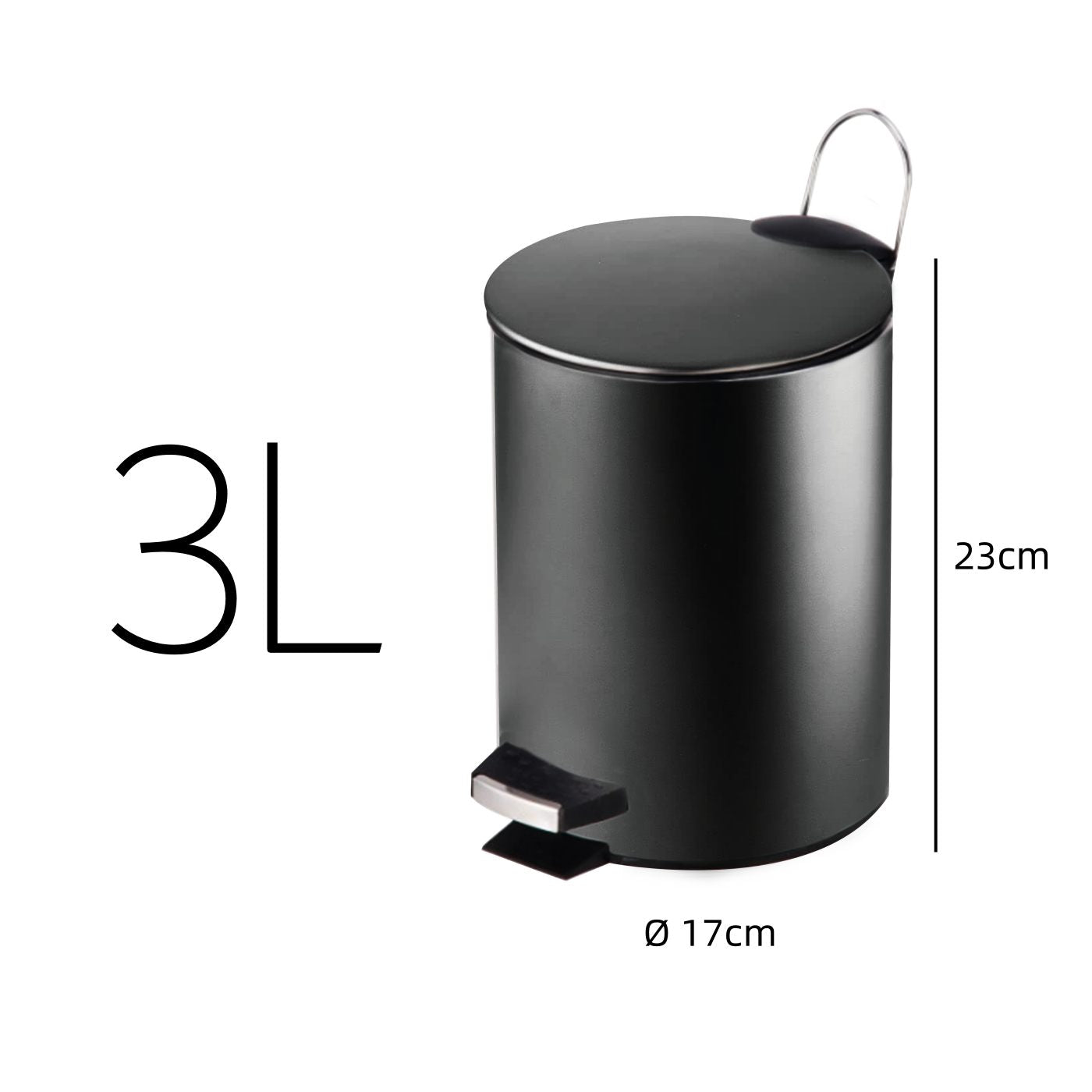 Papelera Baño Con Tapa de Metal 3L - Cubo de Basura Para Cocina, Habitación, Baño