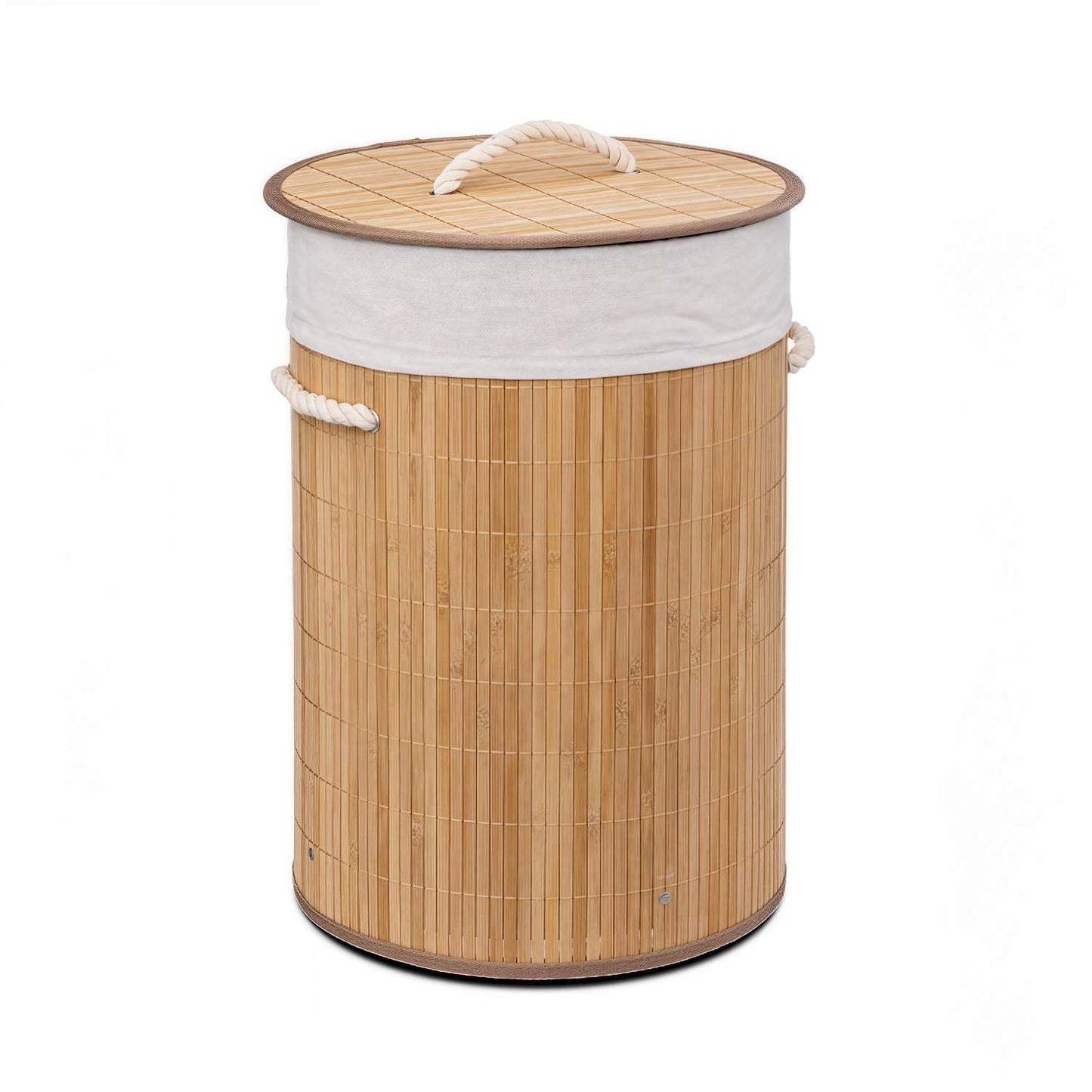 Cesto Para Ropa Sucia, Cubo con Tapa y Asas, Bolsa Lavable Extraíble, Cesta de Bambú Para Ropa