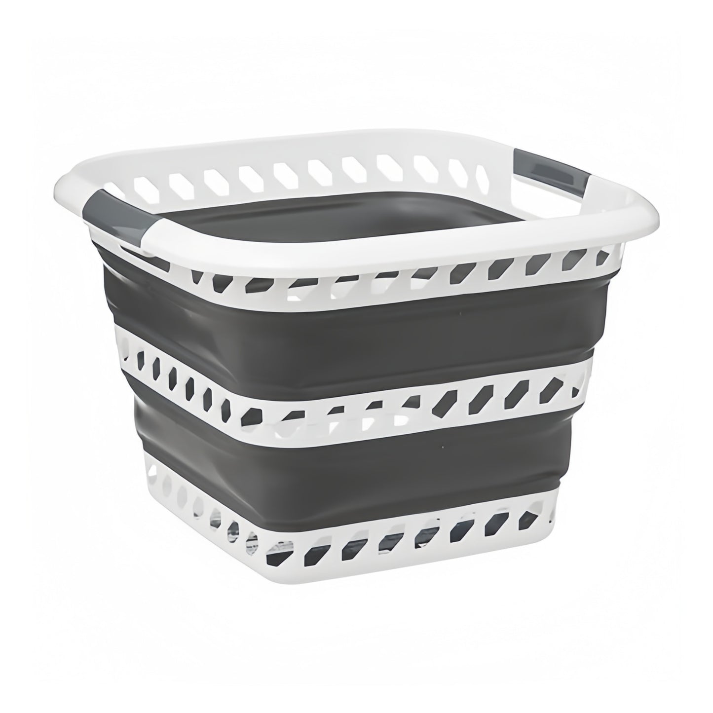 Cubo Para la Colada Retráctil Blanco y Gris 40L – Cesto de Ropa Plegable de Gran Capacidad, Diseño Compacto y Resistente Para Casa, Dormitorio y Lavandería