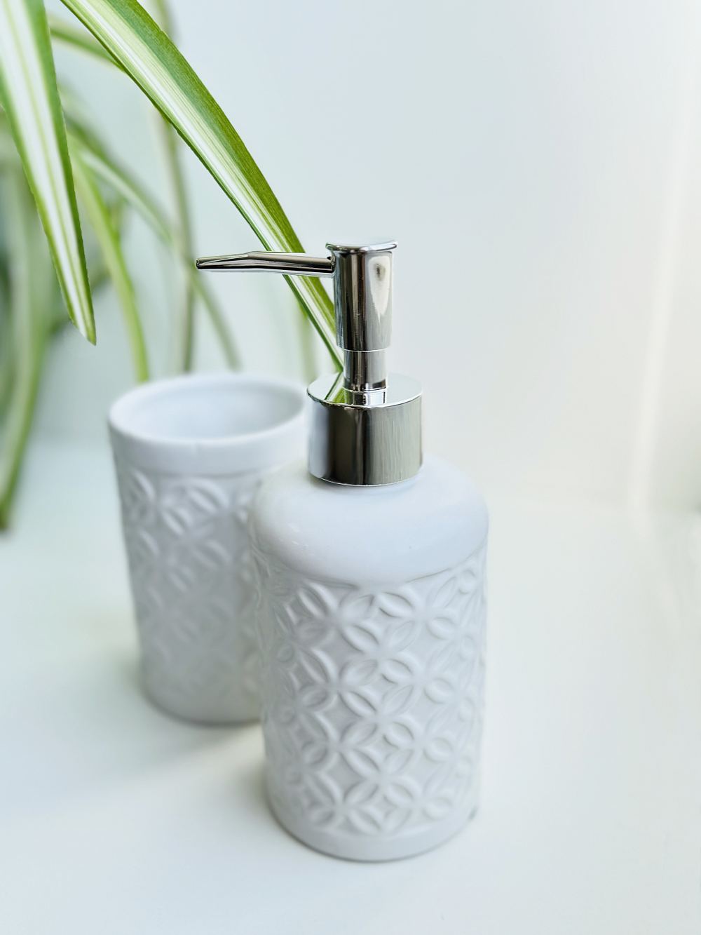 Set de Baño, Accesorio de Baño Cerámica, Porta Cepillo y Dispensador de Jabón