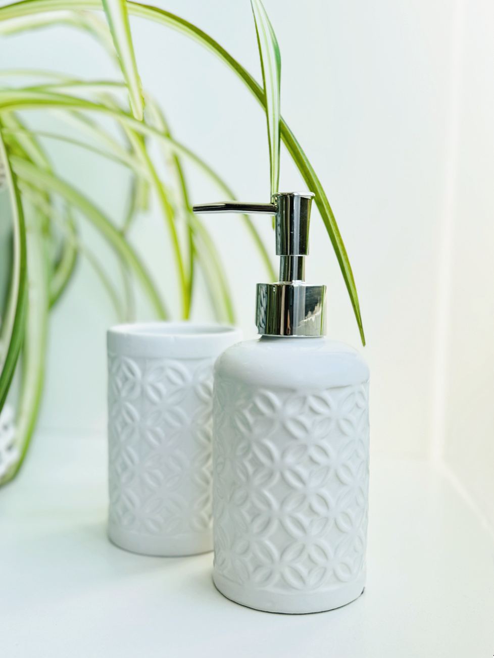 Set de Baño, Accesorio de Baño Cerámica, Porta Cepillo y Dispensador de Jabón