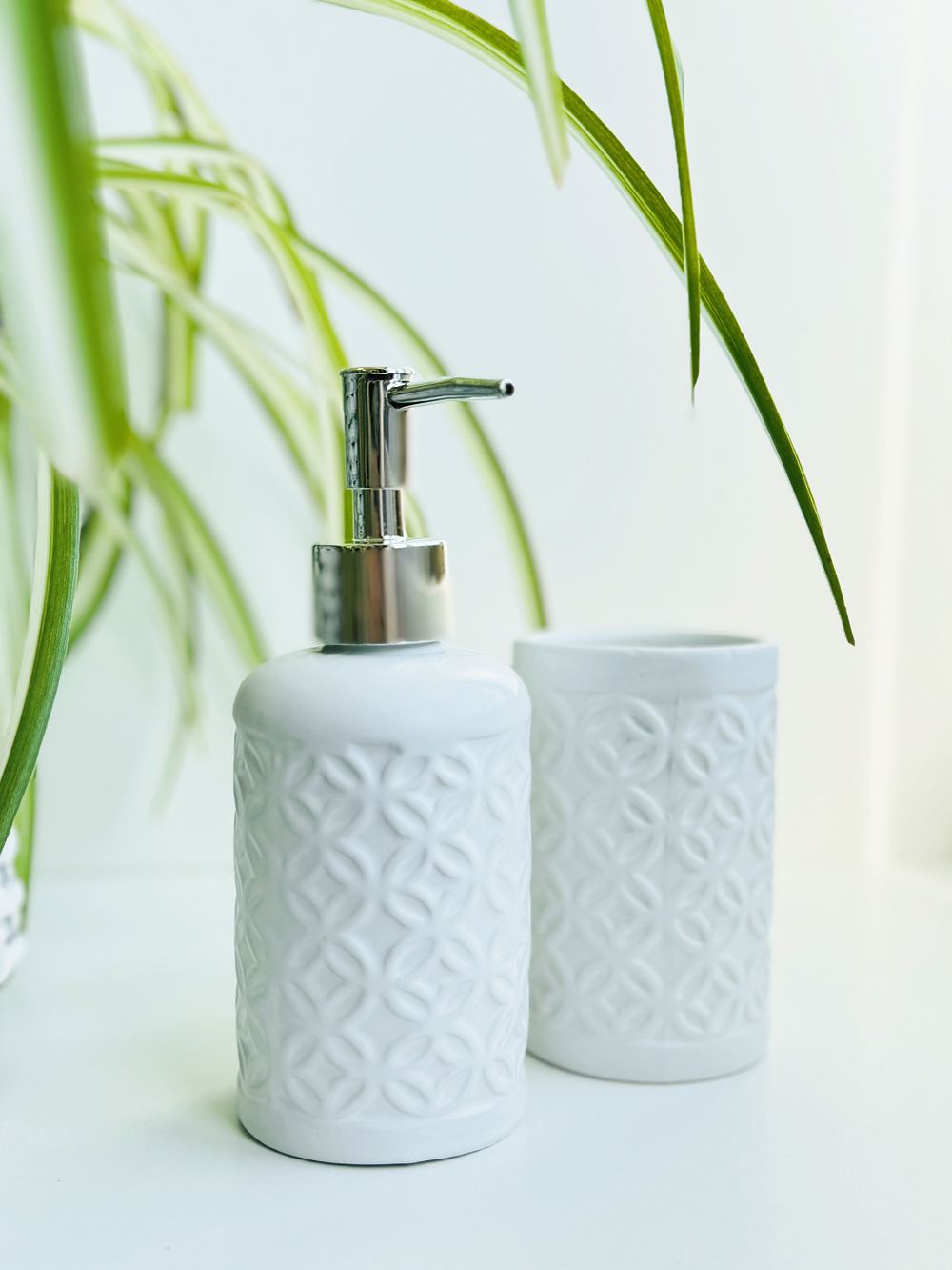 Set de Baño, Accesorio de Baño Cerámica, Porta Cepillo y Dispensador de Jabón