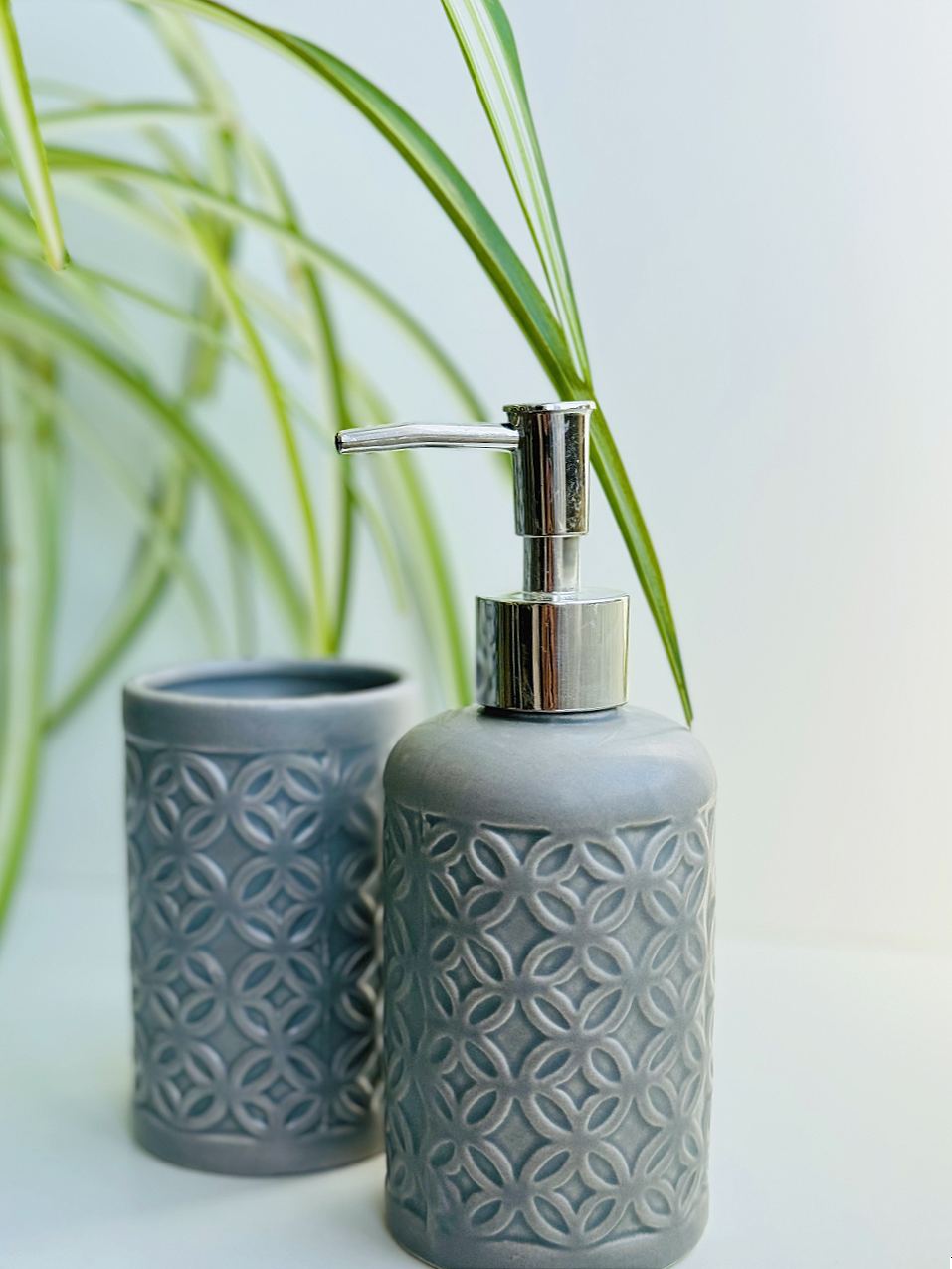 Set de Baño, Accesorio de Baño Cerámica, Porta Cepillo y Dispensador de Jabón