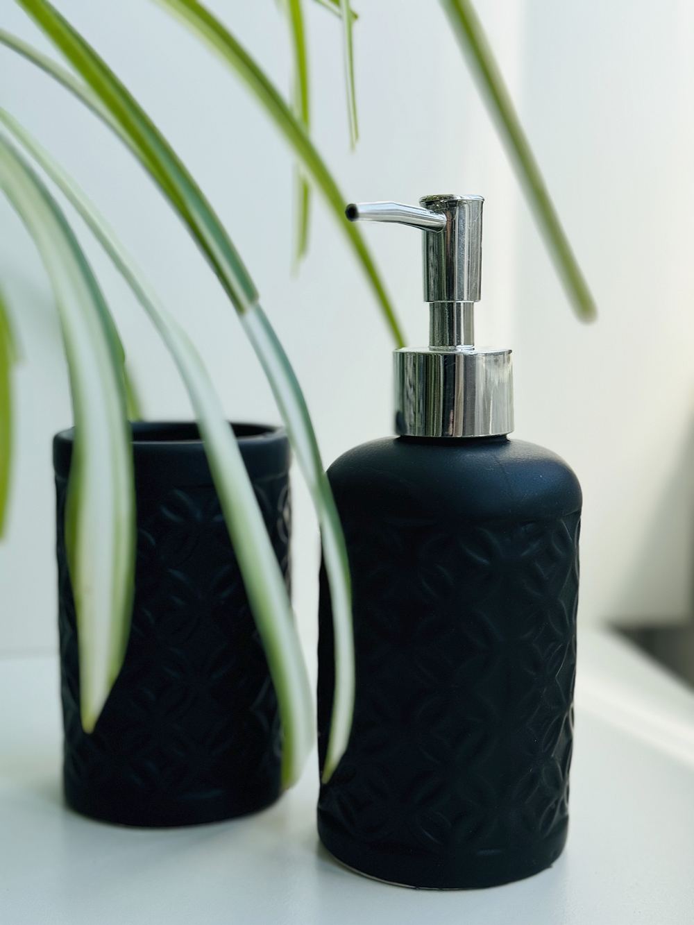 Set de Baño, Accesorio de Baño Cerámica, Porta Cepillo y Dispensador de Jabón