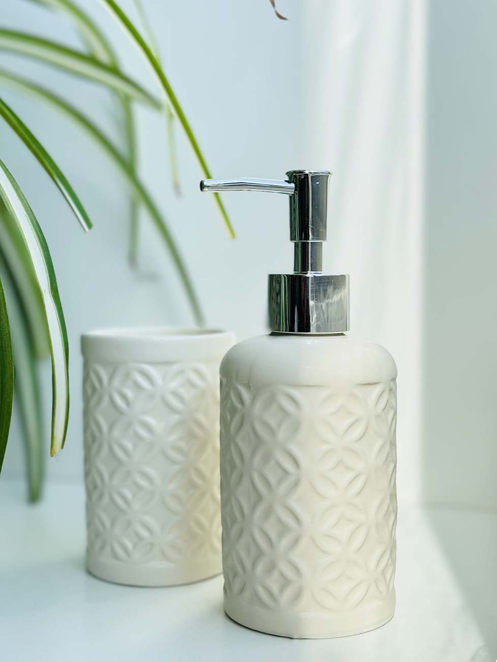 Set de Baño, Accesorio de Baño Cerámica, Porta Cepillo y Dispensador de Jabón