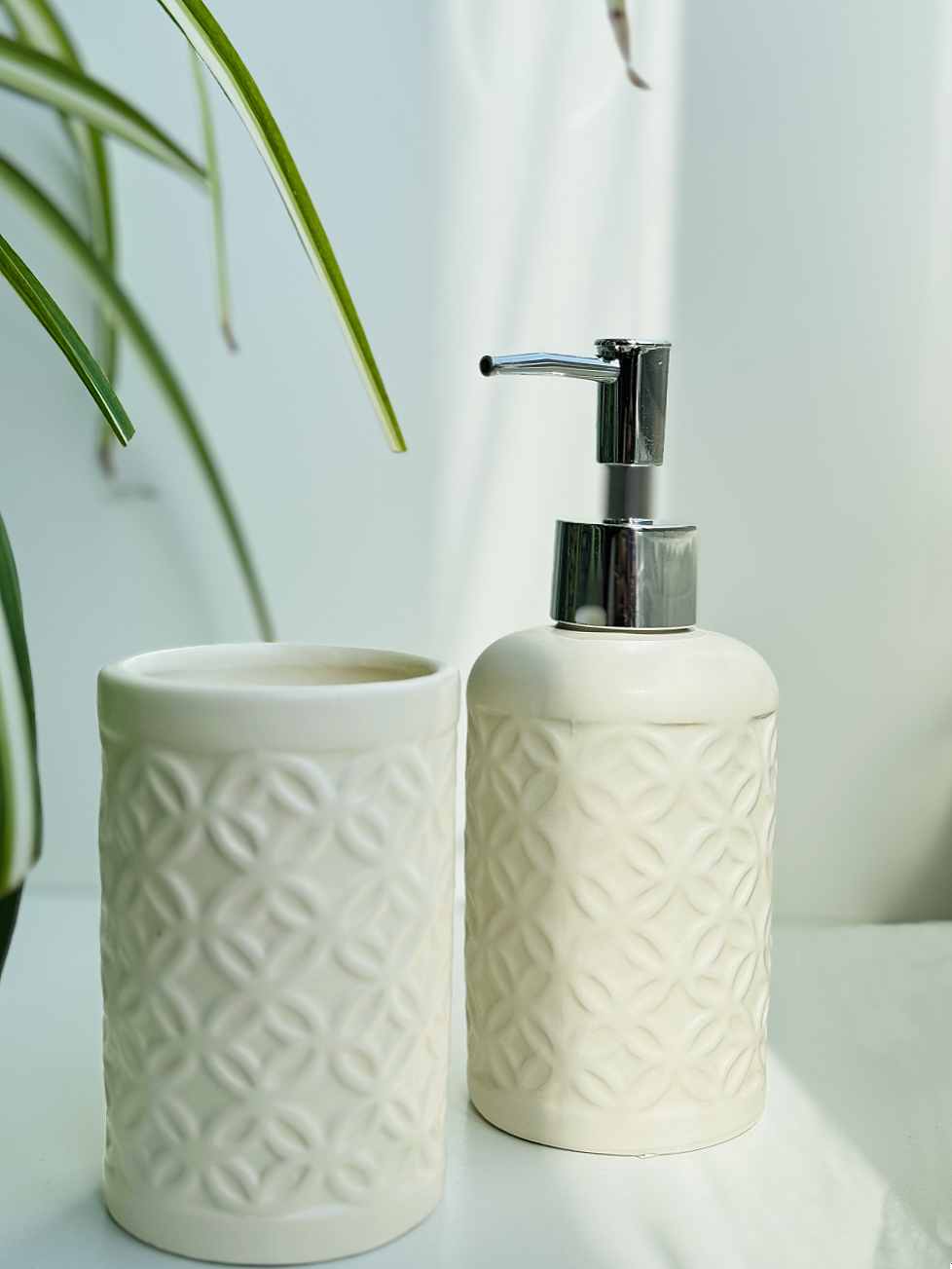 Set de Baño, Accesorio de Baño Cerámica, Porta Cepillo y Dispensador de Jabón