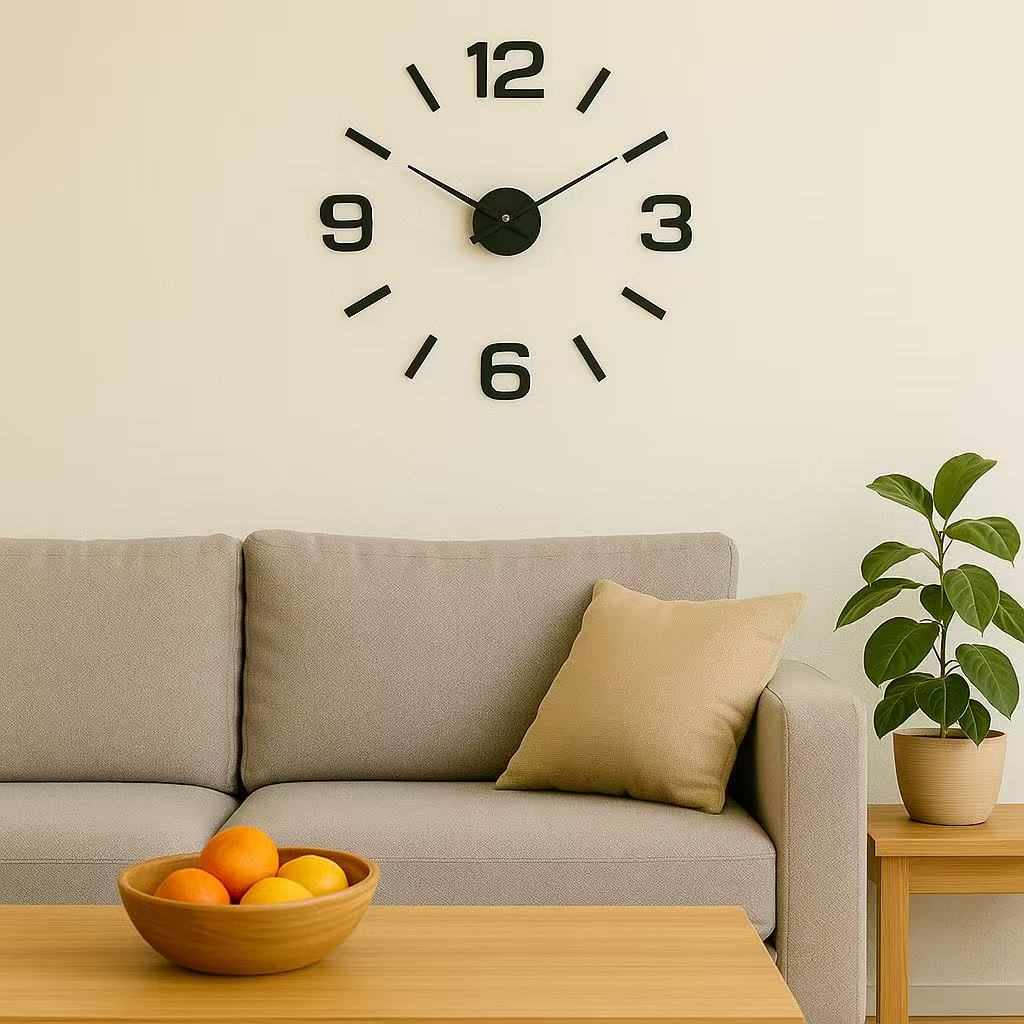 Vococal - Reloj de pared con números adhesivos - Color negro - Moda DIY Reloj de pared