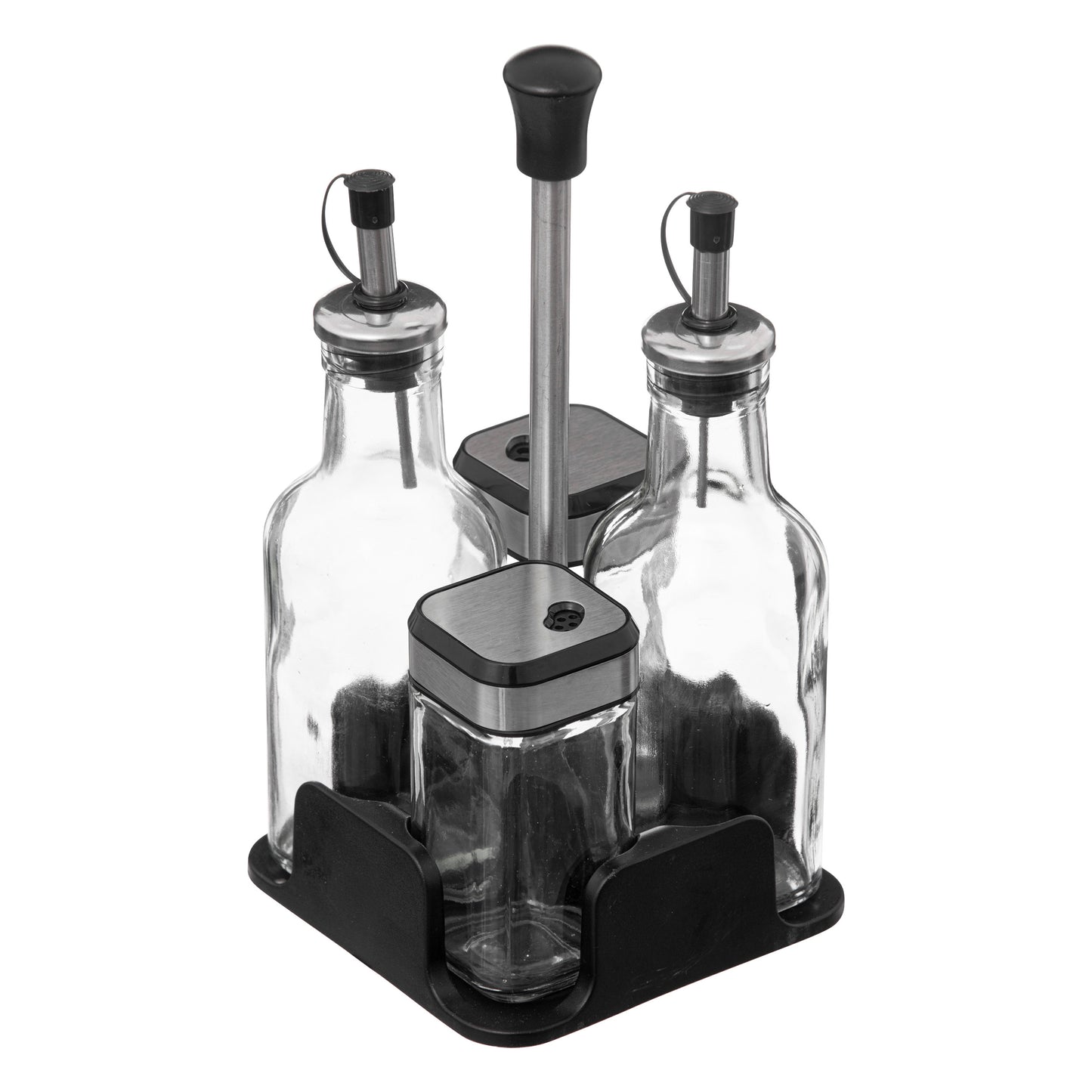 DAMDAM GO Set de Aceitera de Cristal Para Cocina, Juego de Aceitera, Vinagrera, Salero y Pimentero, Con Tapón Anti-Suciedad