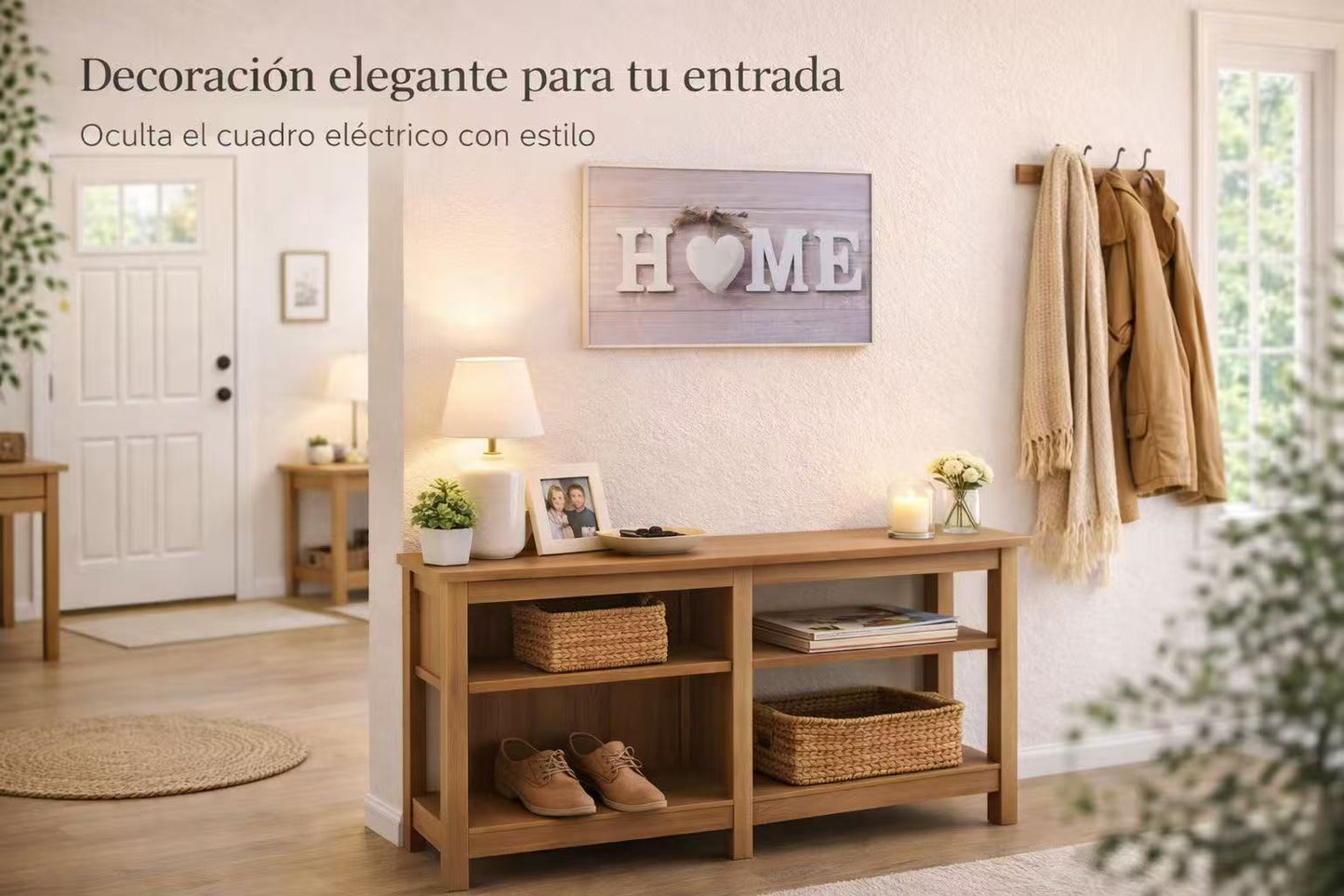 Tapa Cuadro Eléctrico Decorativa de Madera | Estilo Nórdico para Entrada y Recibidor | Cubre Contador de Luz Moderno | Diseño HOME