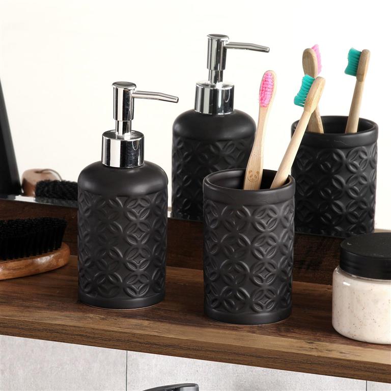 Set de Baño, Accesorio de Baño Cerámica, Porta Cepillo y Dispensador de Jabón