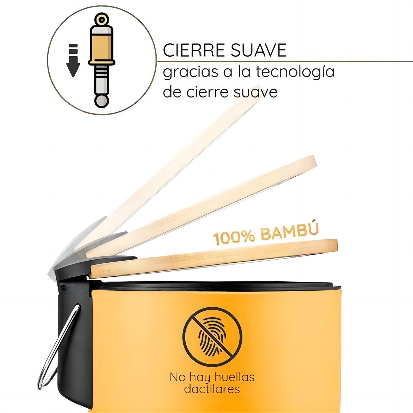 Papelera de baño con Tapa de Madera 3L - Cubo de Basura para baño con Tapa y Pedal Cierre silencioso