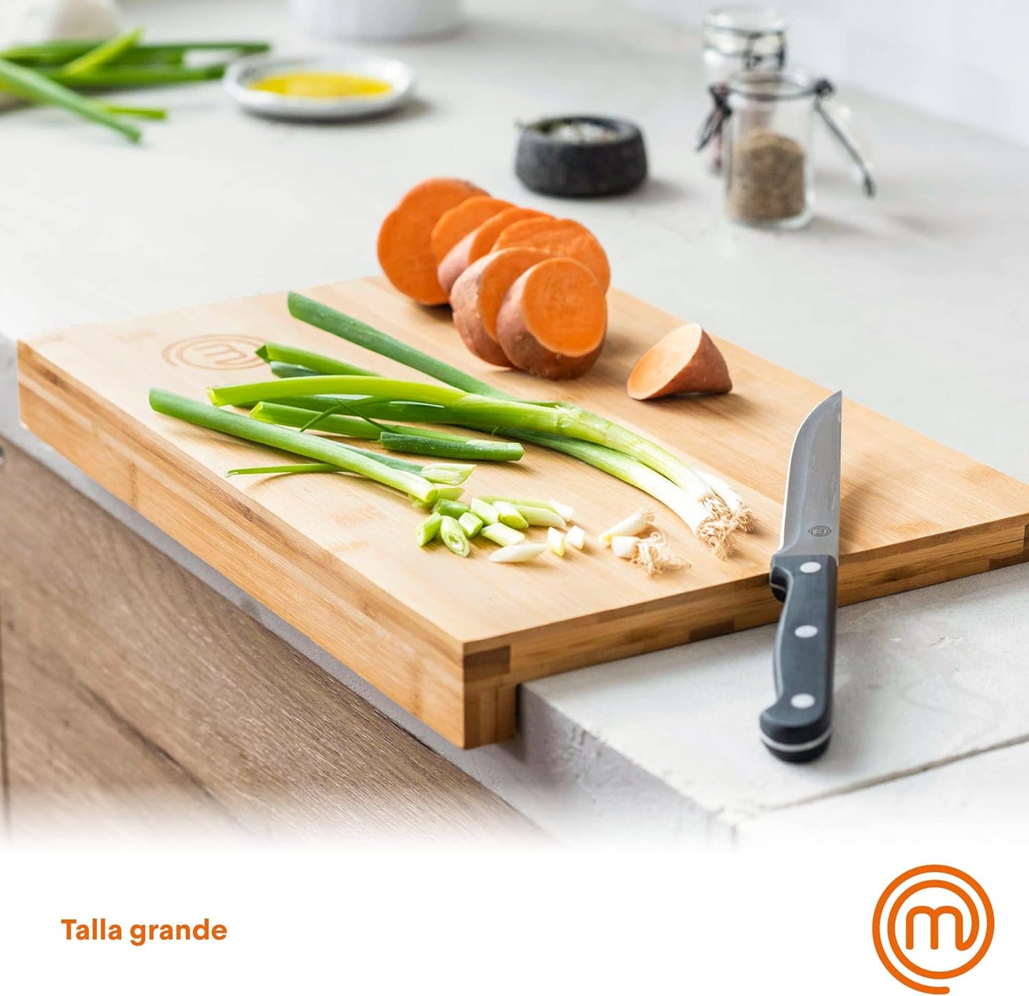 Tabla de cortar de madera, tabla de cocina de bambú, para carne, jamón, pan, queso, con ranura y borde para jugo, natural, sostenible, 38,5 de largo x 26,5 de ancho x 2 de alto