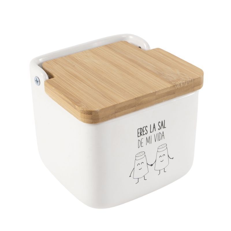 Salero de Cocina de Cerámica con Tapa de Madera Diseños Originales ECHALE Sal A TU Dia…