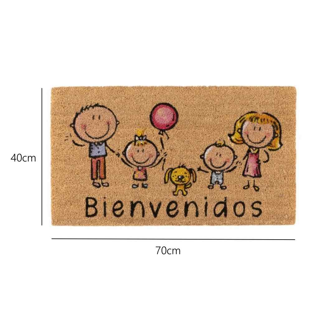 Felpudo Fibra de Coco 70x40cm Antideslizantes - Alfombras Originales para la Entrada a Casa, Pasillos, Puertas de Exterior