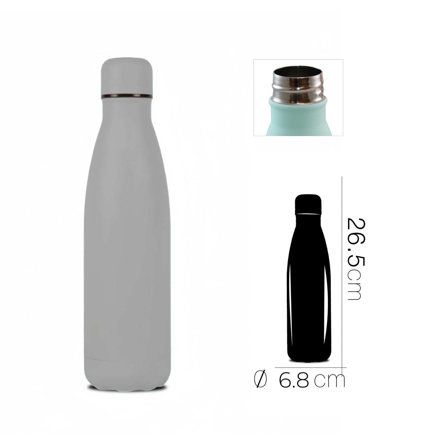 Termo y Botella Térmica con Tacto Goma, Mantén Tus Bebidas a la Temperatura Perfecta, Diseño Antideslizante y Resistente, Ideal para Viajes, Oficina y Deporte, Acero Inoxidable