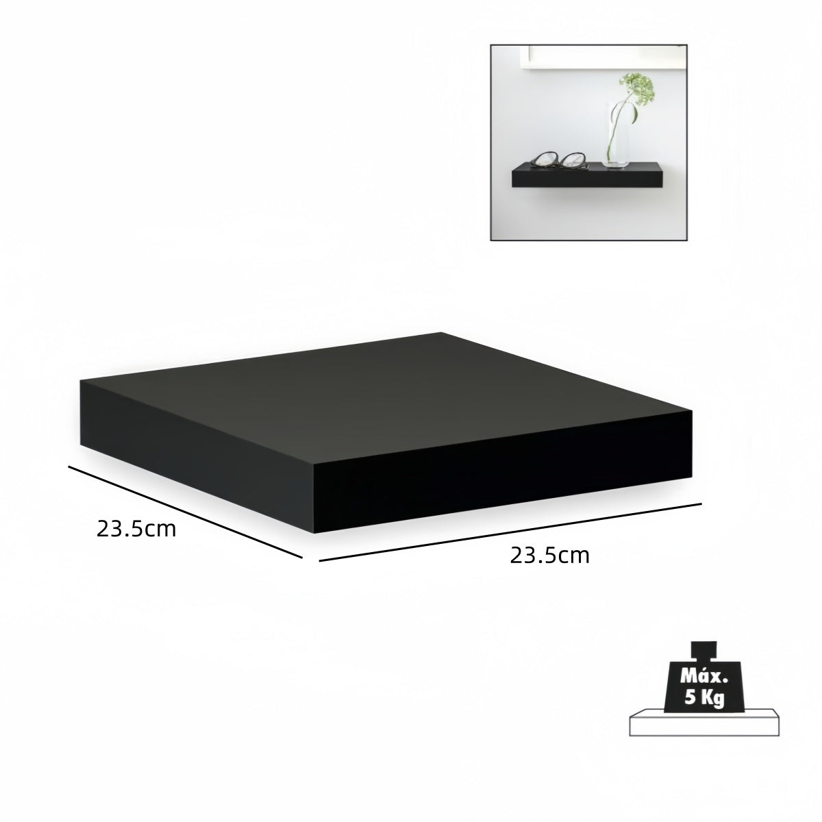 DAMDAM GO Estante Balda de Pared Flotante, Estante de Pared Madera MDF, para Salón, Cocina y Dormitorio - Pack 2