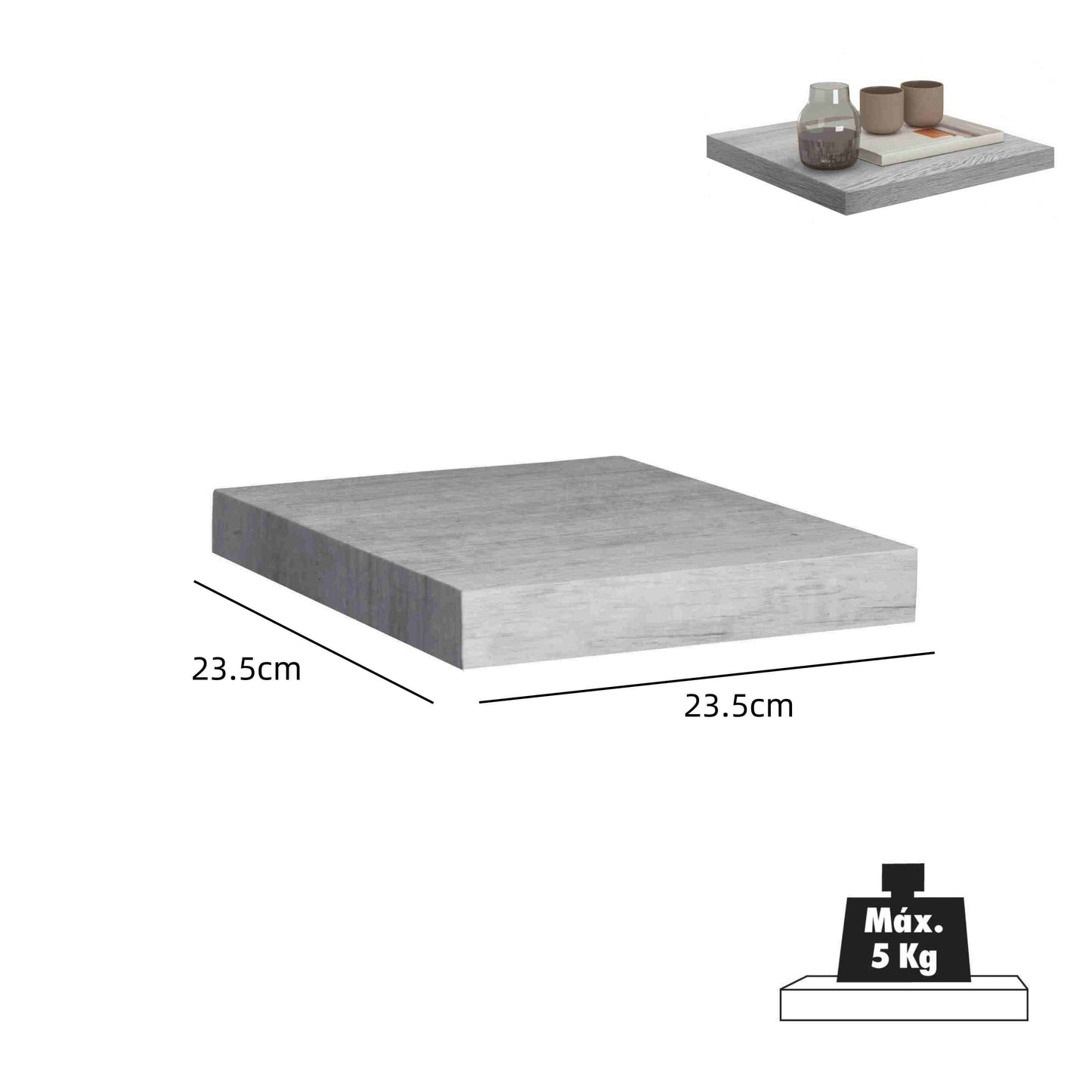 DAMDAM GO Estante Balda de Pared Flotante, Estante de Pared Madera MDF, para Salón, Cocina y Dormitorio - Pack 2