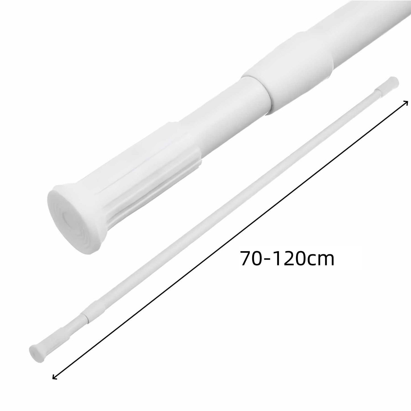 Barra de Ducha Extensible 70-120 cm, Barra Cortina Aluminio Blanca Ajustable para Baño, sin Perforación, Resistente y Multifuncional