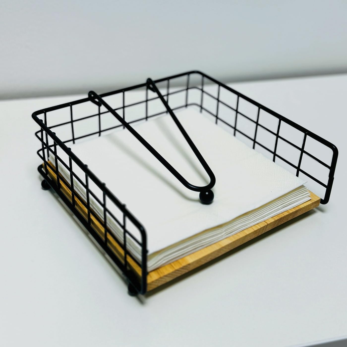 Servilletero Madera Metal Negro para Cocina 19 x 19 x 7 cm