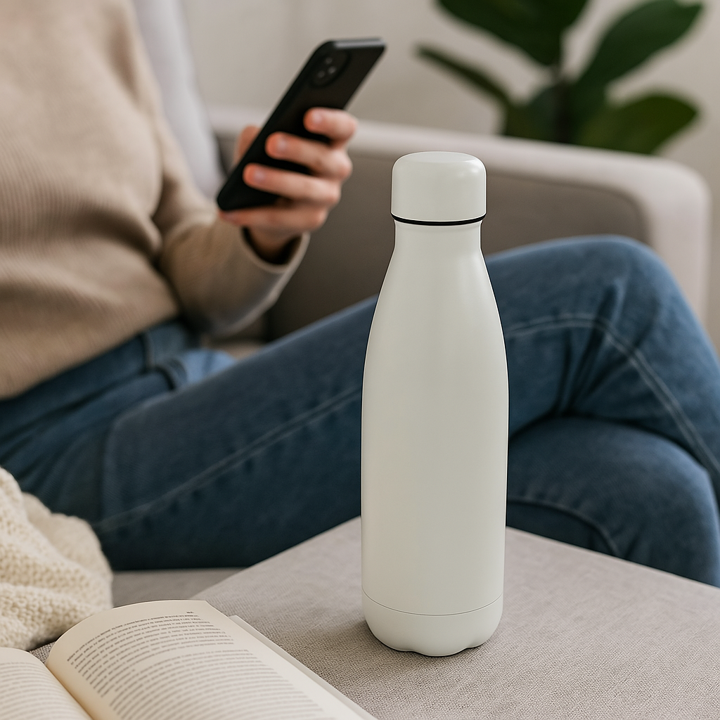 Termo y Botella Térmica con Tacto Goma, Mantén Tus Bebidas a la Temperatura Perfecta, Diseño Antideslizante y Resistente, Ideal para Viajes, Oficina y Deporte, Acero Inoxidable