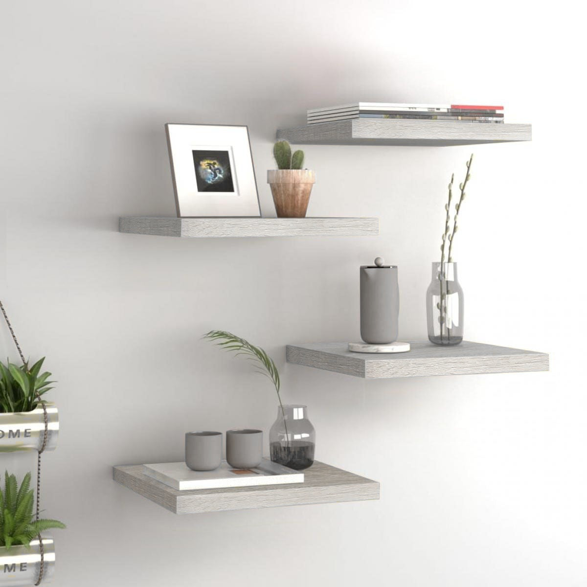 DAMDAM GO Estante Balda de Pared Flotante, Estante de Pared Madera MDF, para Salón, Cocina y Dormitorio - Pack 2