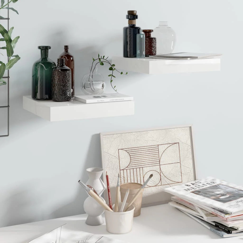 DAMDAM GO Estante Balda de Pared Flotante, Estante de Pared Madera MDF, para Salón, Cocina y Dormitorio - Pack 2