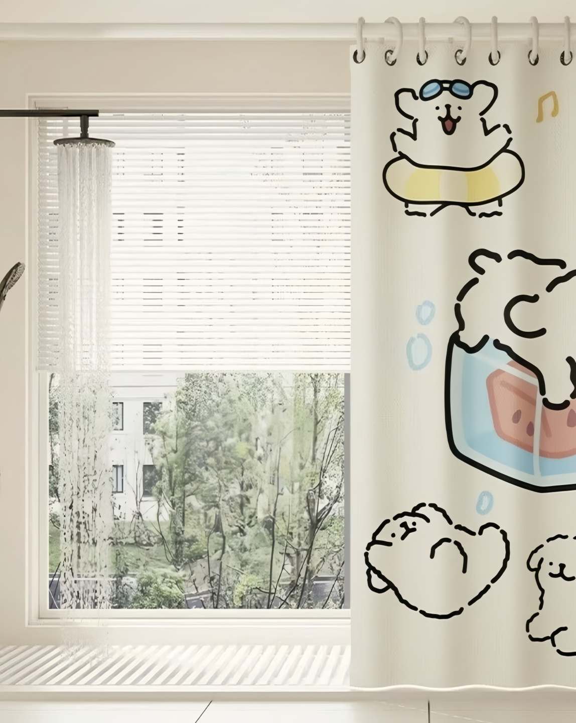 Barra de Ducha Extensible 110-200 cm, Barra Cortina Aluminio Blanca Ajustable para Baño, sin Perforación, Resistente y Multifuncional