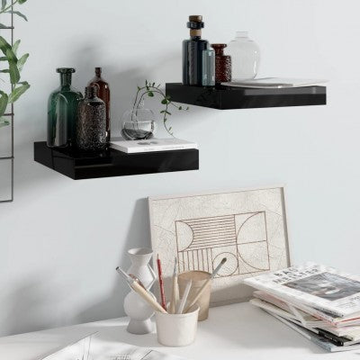 DAMDAM GO Estante Balda de Pared Flotante, Estante de Pared Madera MDF, para Salón, Cocina y Dormitorio - Pack 2