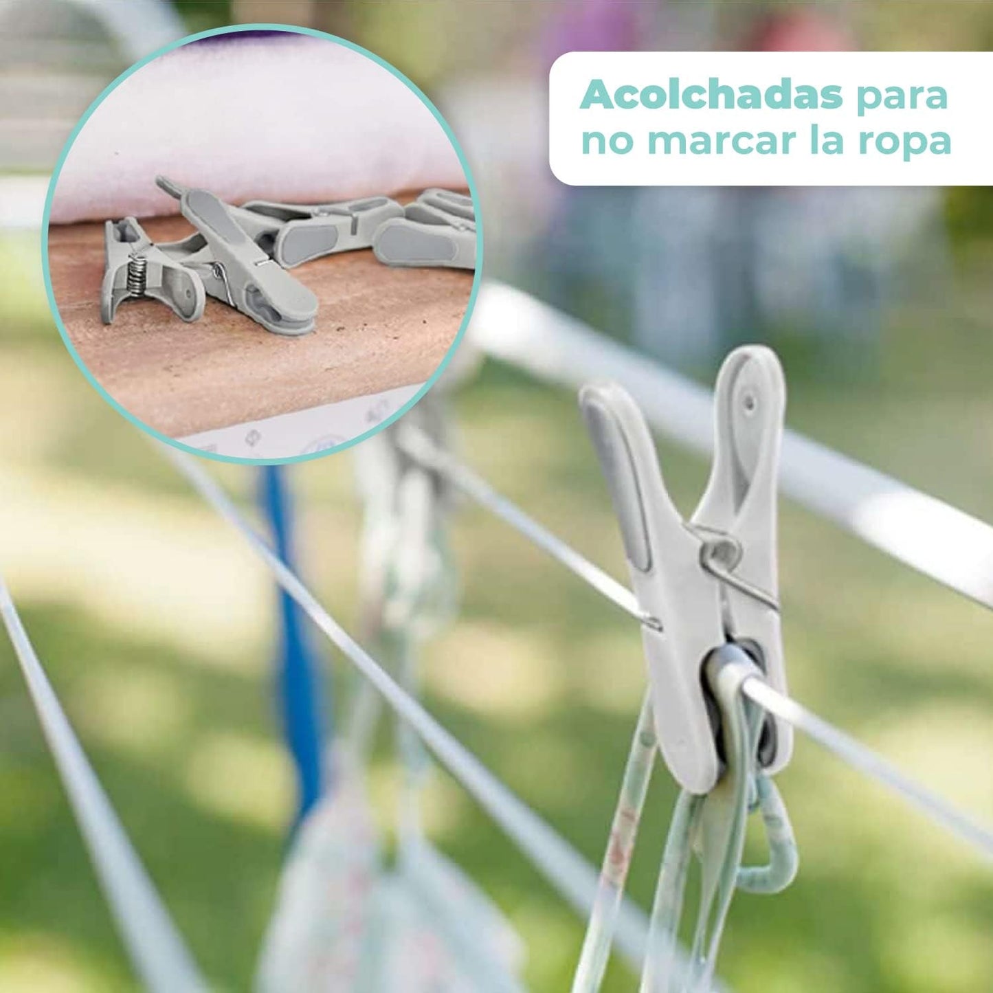 Vigar - Pinzas para la Ropa - Acolchadas - Pack 12 Unidades - 8 x 2 x 3,5 cm - Colección Cool - No Dejan Marcas - Tender en Interior y Exterior - Gris
