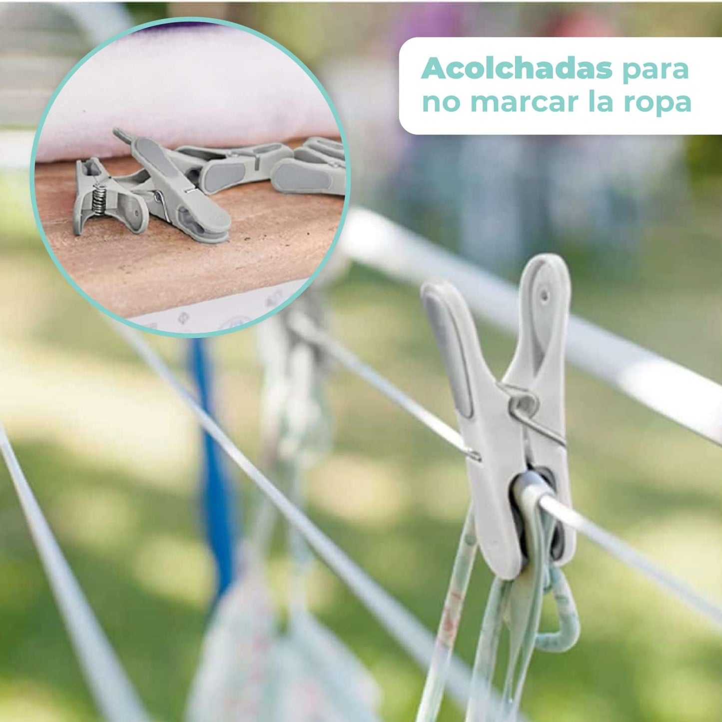 Vigar - Pinzas para la Ropa - Acolchadas - Pack 18 Unidades - Incluye 1 Cesta con Asa y Gancho para Colgarla - Colección Cool - No Dejan Marcas - Gris