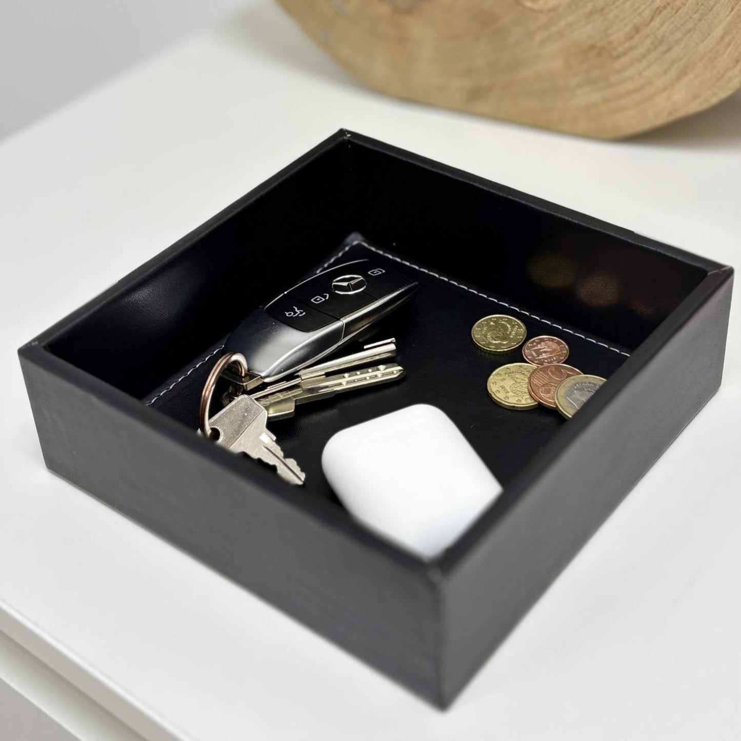 DAMDAM GO Bandeja Organizador Para Accesorios, Vaciabolsillos Para Llaves, Almacenamiento Aparador Organizador, Teléfono, Moneda, Joyería y Mesa de Noche