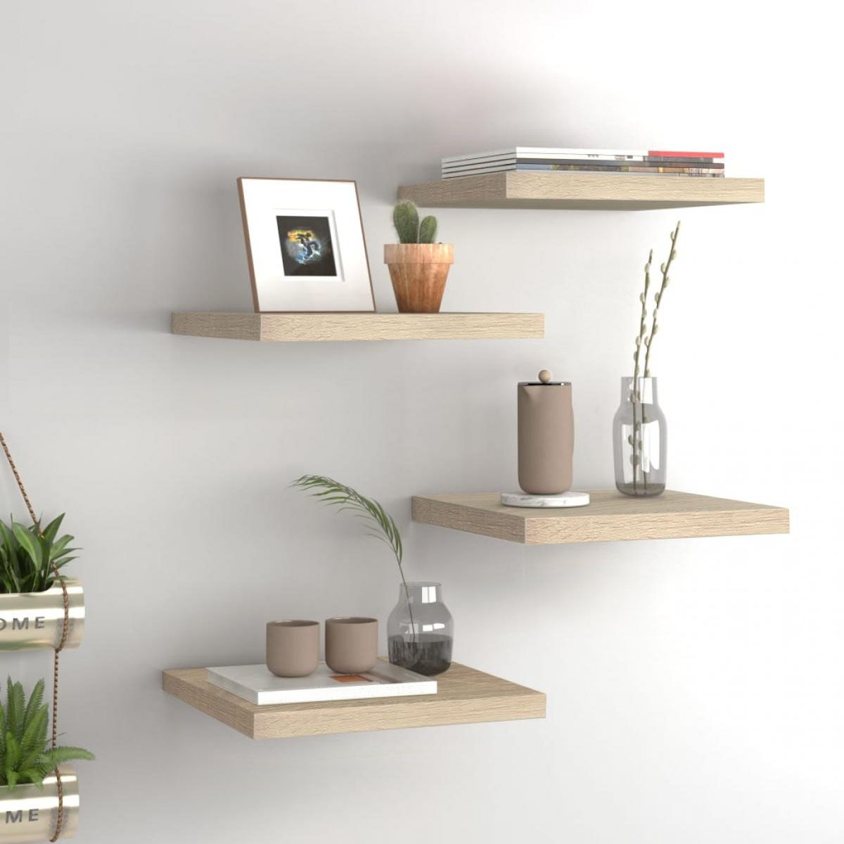 DAMDAM GO Estante Balda de Pared Flotante, Estante de Pared Madera MDF, para Salón, Cocina y Dormitorio - Pack 2