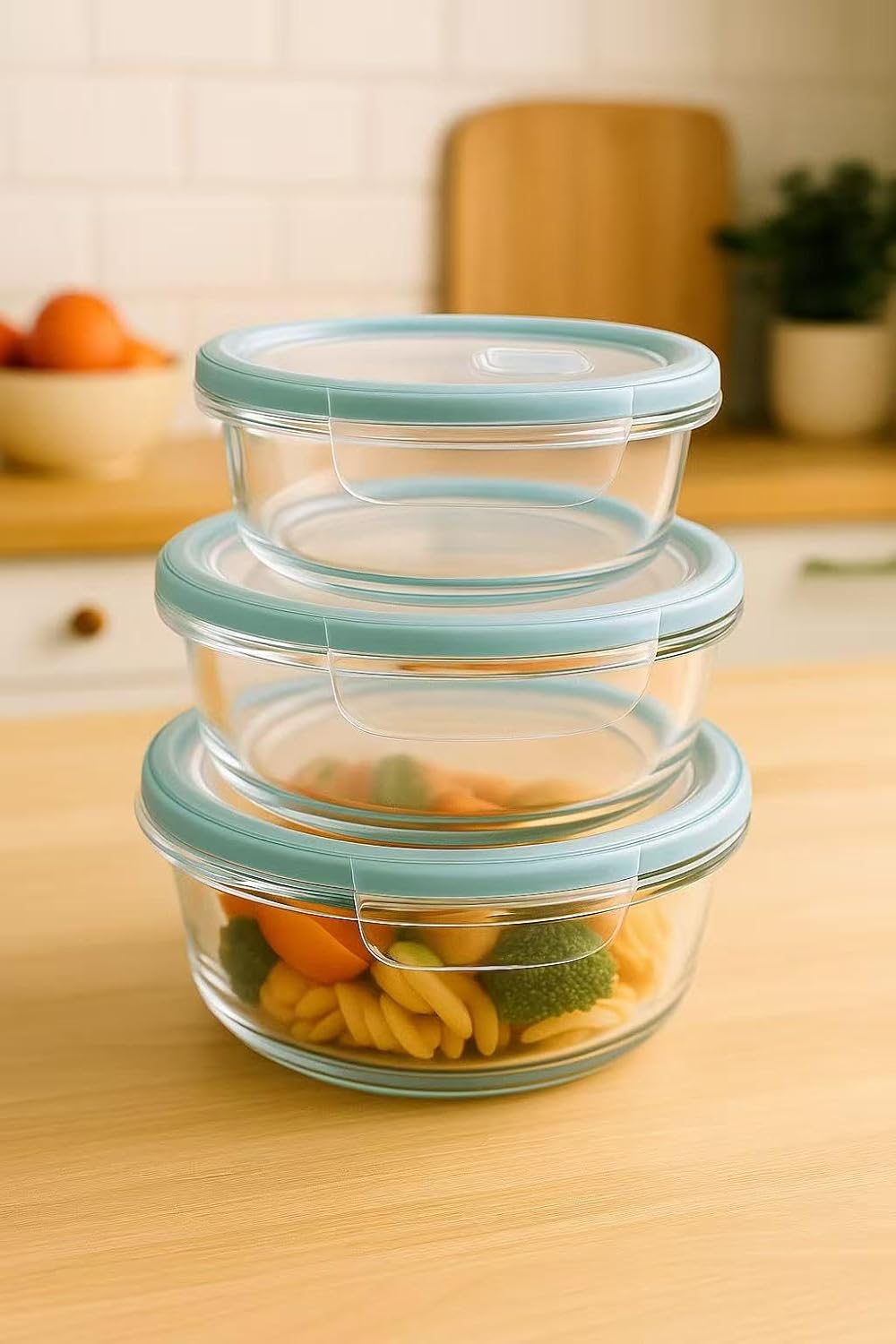 DAMDAM GO - Set Fiambreras de Cristal con Tapa - Herméticos Antifugas para Horno Microondas congelador y lavavajillas