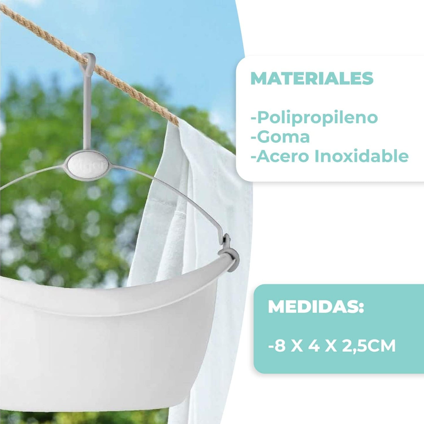 Vigar - Pinzas para la Ropa - Acolchadas - Pack 18 Unidades - Incluye 1 Cesta con Asa y Gancho para Colgarla - Colección Cool - No Dejan Marcas - Gris