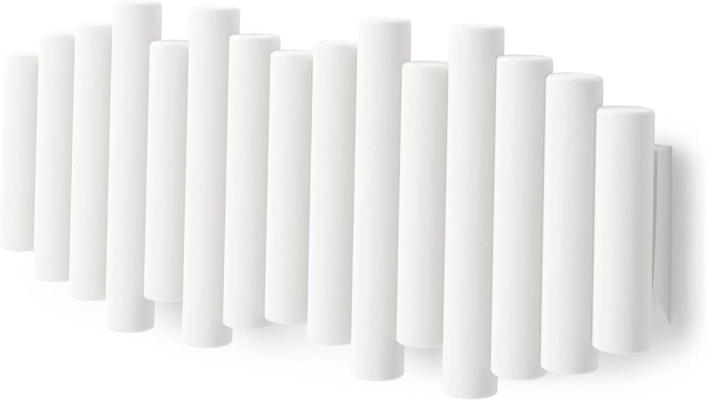 Perchero para colgar en la pared, combina útil y arte, clavijas de pino biseladas, color blanco