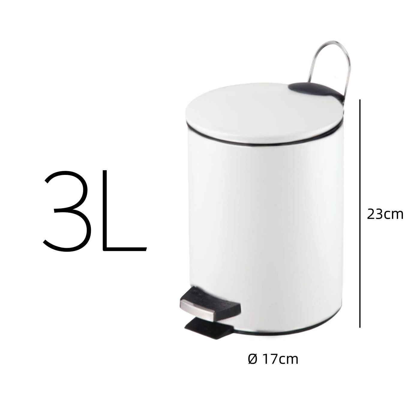 Papelera Baño Con Tapa de Metal 3L - Cubo de Basura Para Cocina, Habitación, Baño