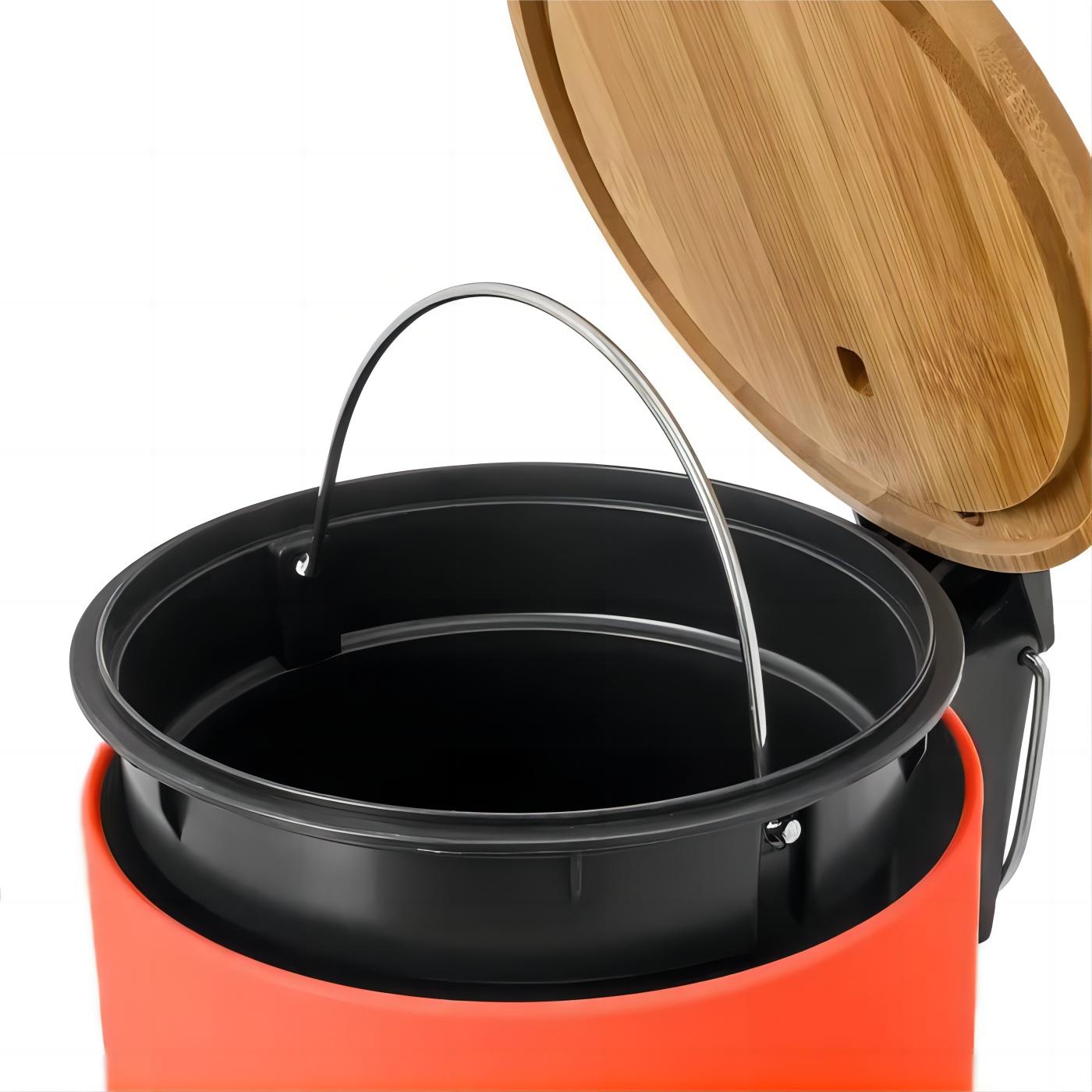 Papelera de baño con Tapa de Madera 3L - Cubo de Basura para baño con Tapa y Pedal Cierre silencioso
