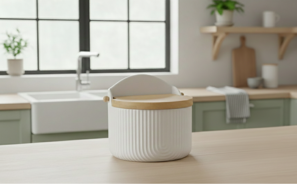 Salero y azucaro Cocina Blanco Minimalista de Ceramica