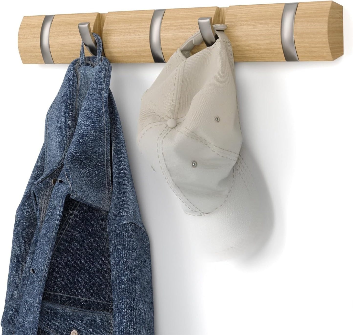 Umbra Flip Perchero de pared con 5 ganchos extraíbles, Álamo