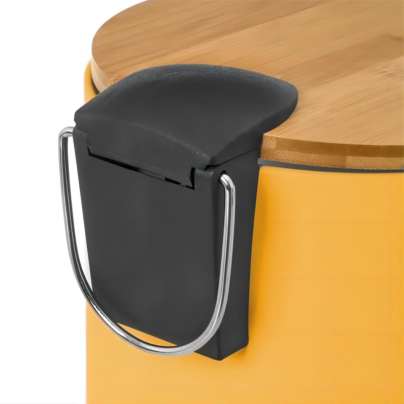 Papelera de baño con Tapa de Madera 3L - Cubo de Basura para baño con Tapa y Pedal Cierre silencioso