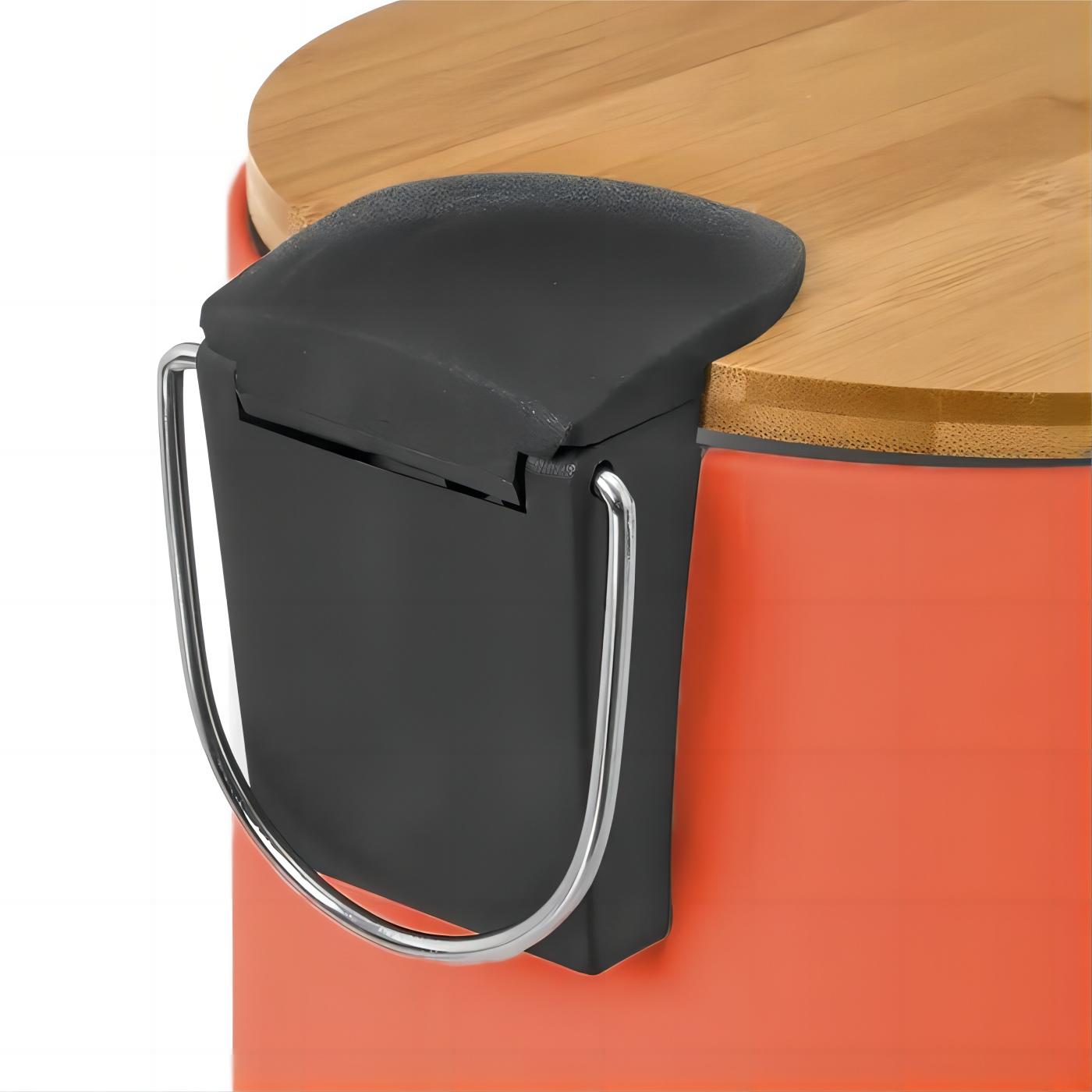 Papelera de baño con Tapa de Madera 3L - Cubo de Basura para baño con Tapa y Pedal Cierre silencioso