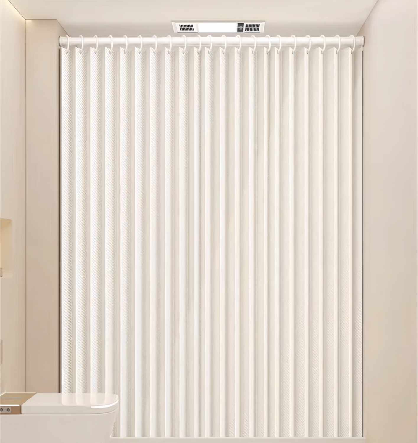 Barra de Ducha Extensible 110-200 cm, Barra Cortina Aluminio Blanca Ajustable para Baño, sin Perforación, Resistente y Multifuncional
