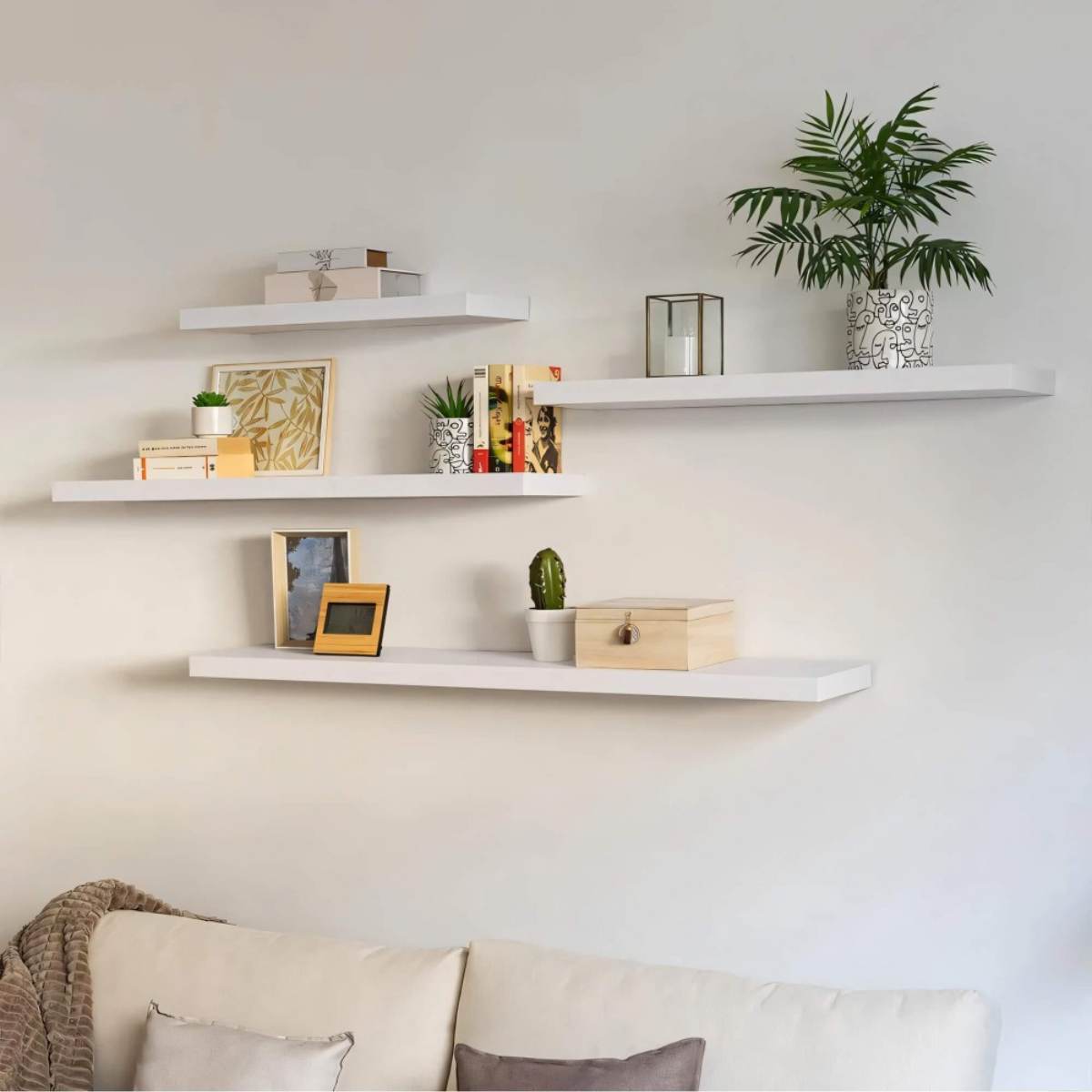 Estante Balda de Pared Flotante, Estante de Pared Madera MDF, Para Salón, Cocina y Dormitorio