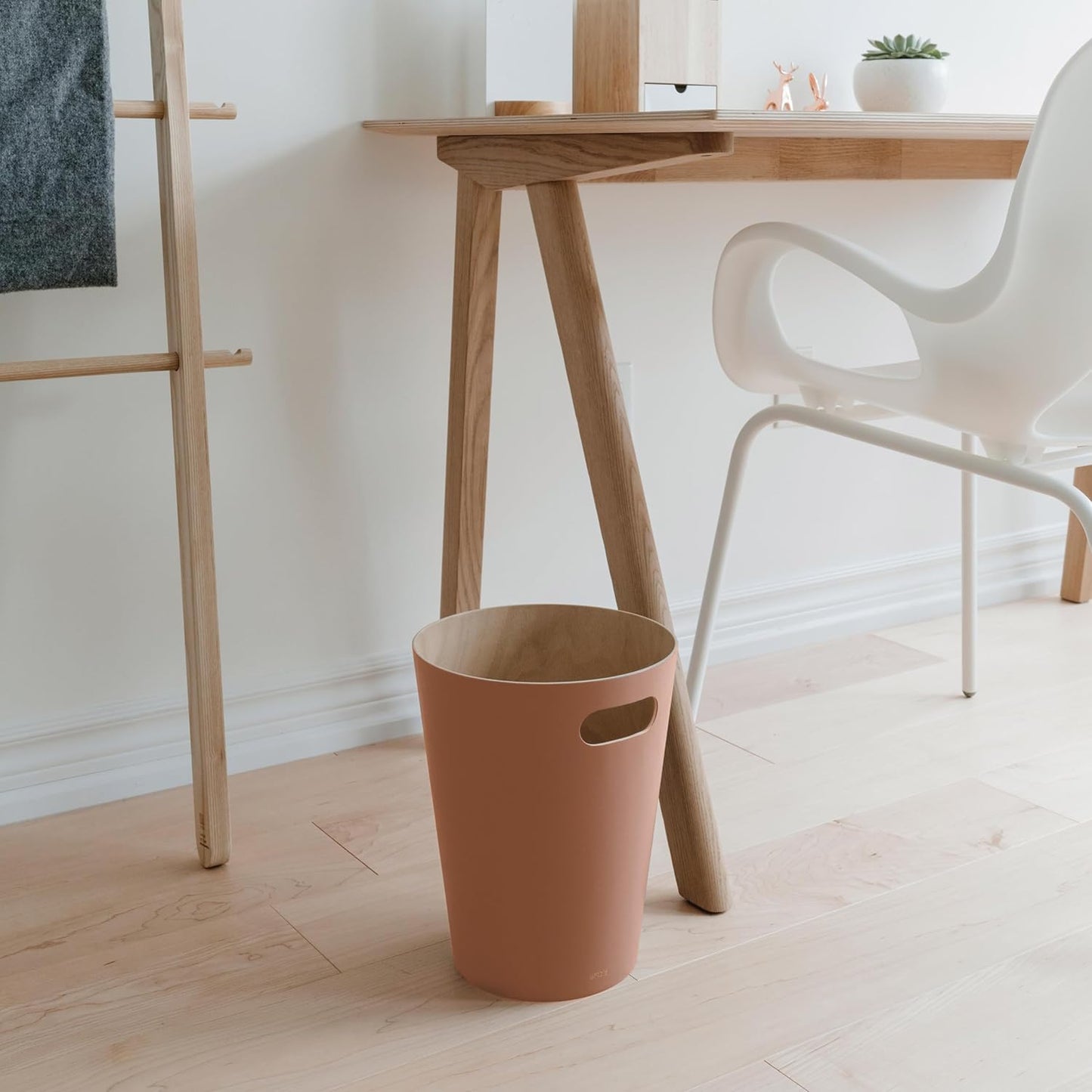 Woodrow Cesto de basura, con capacidad de 7.5 l, Blanco/Natural
