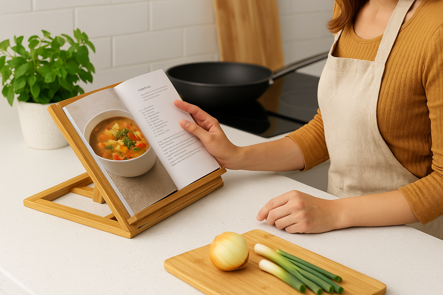 Atril de lectura ajustable madera bambu natural 33x26x22 cm